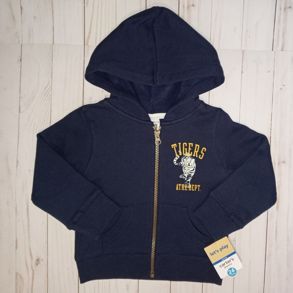 Carter's Baby Boy Navy Blue Fleece Jacket Full Zip Hooded Sweatshirt